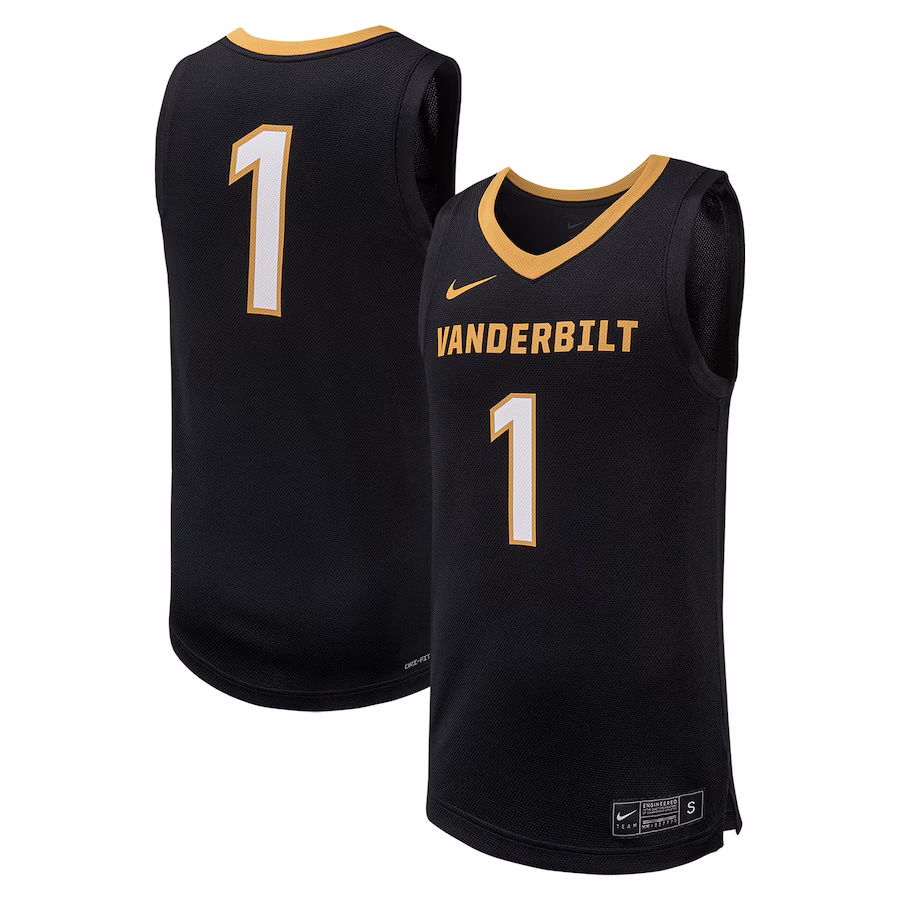 Men's Nike #1 Black Vanderbilt Commodores Replica Basketball Jersey - Puhuasuan