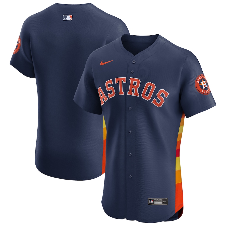 Men's Houston Astros Nike Navy Alternate Vapor Premier Elite Patch Jersey - Puhuasuan