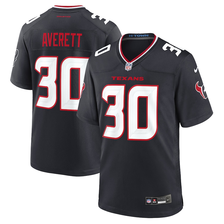 Men's Houston Texans Anthony Averett Nike Navy Team Game Jersey - Puhuasuan