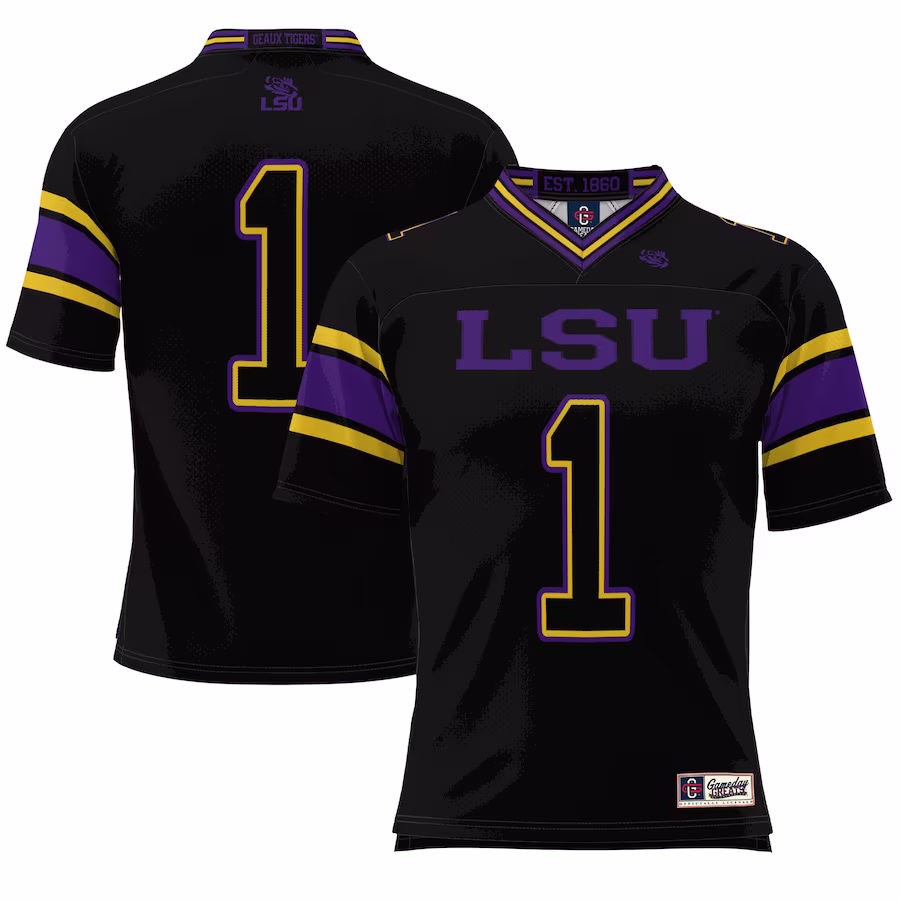 #1 LSU Tigers GameDay Greats Endzone Football Jersey - Black - Puhuasuan
