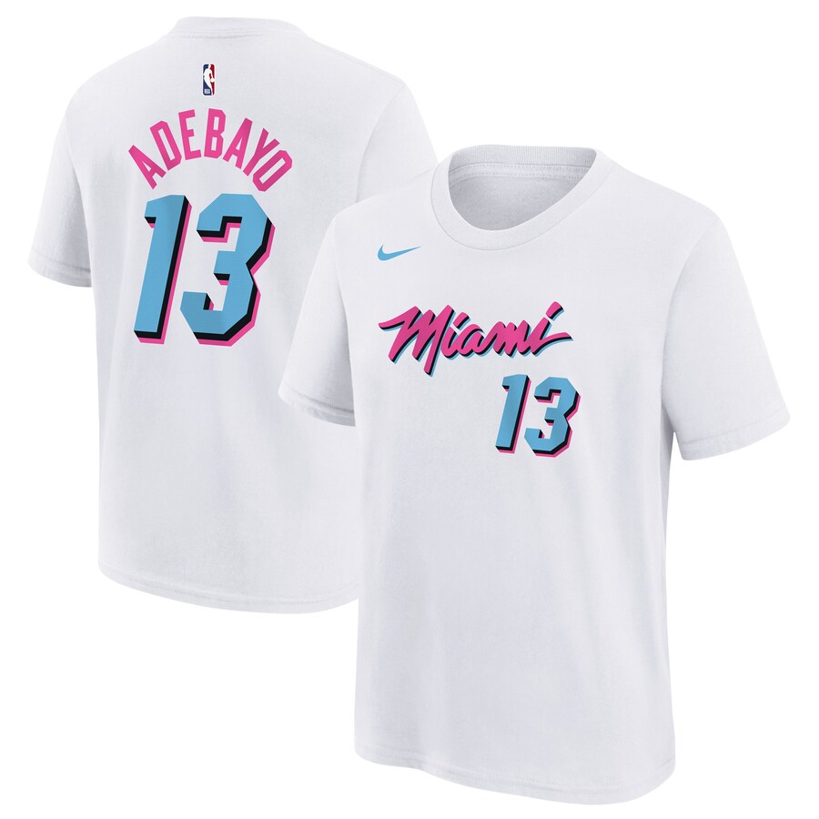 Youth Miami Heat Bam Adebayo Nike White 2024/25 City Edition Name & Number T-Shirt - Puhuasuan