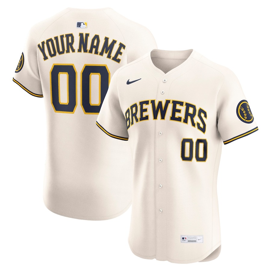 Youth Milwaukee Brewers Nike Cream Home Limited Custom Jersey - Puhuasuan