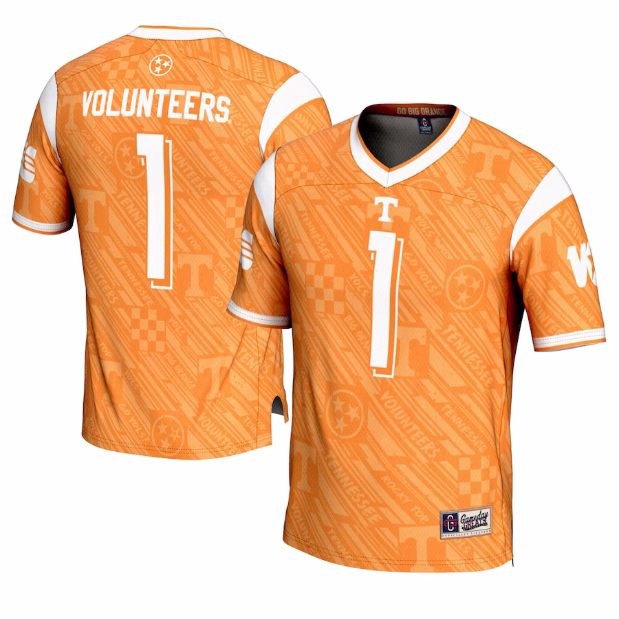 Tennessee Volunteers #1 GameDay Greats Tennessee Orange Highlight Print Football Fashion Jersey - Puhuasuan