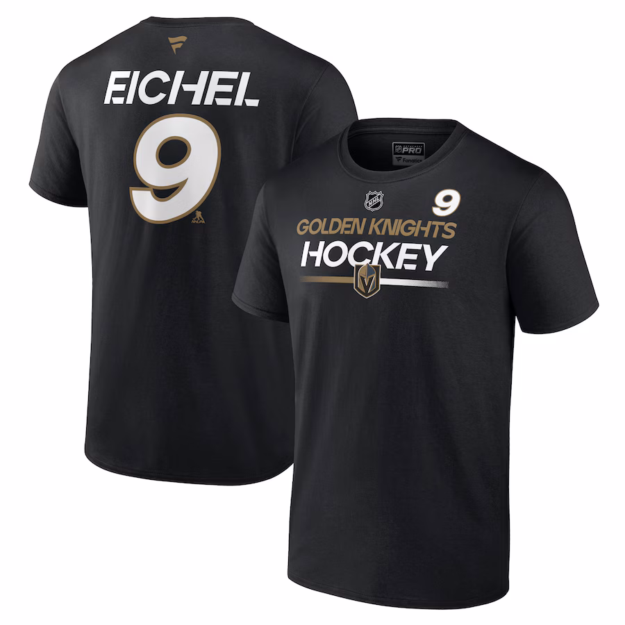 Men's Vegas Golden Knights Jack Eichel Fanatics Black Authentic Pro Prime Name & Number T-Shirt - Puhuasuan
