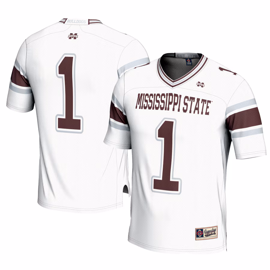 Men's GameDay Greats #1 White Mississippi State Bulldogs Football Jersey - Puhuasuan