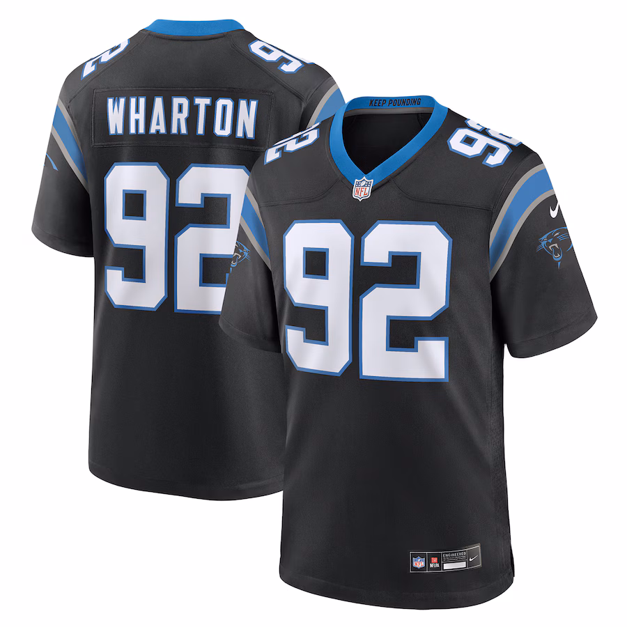 Men's Carolina Panthers Tershawn Wharton Nike Black Team Game Jersey - Puhuasuan