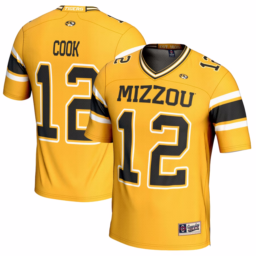 Brady Cook Missouri Tigers GameDay Greats Youth NIL Player Football Jersey - Gold - Puhuasuan
