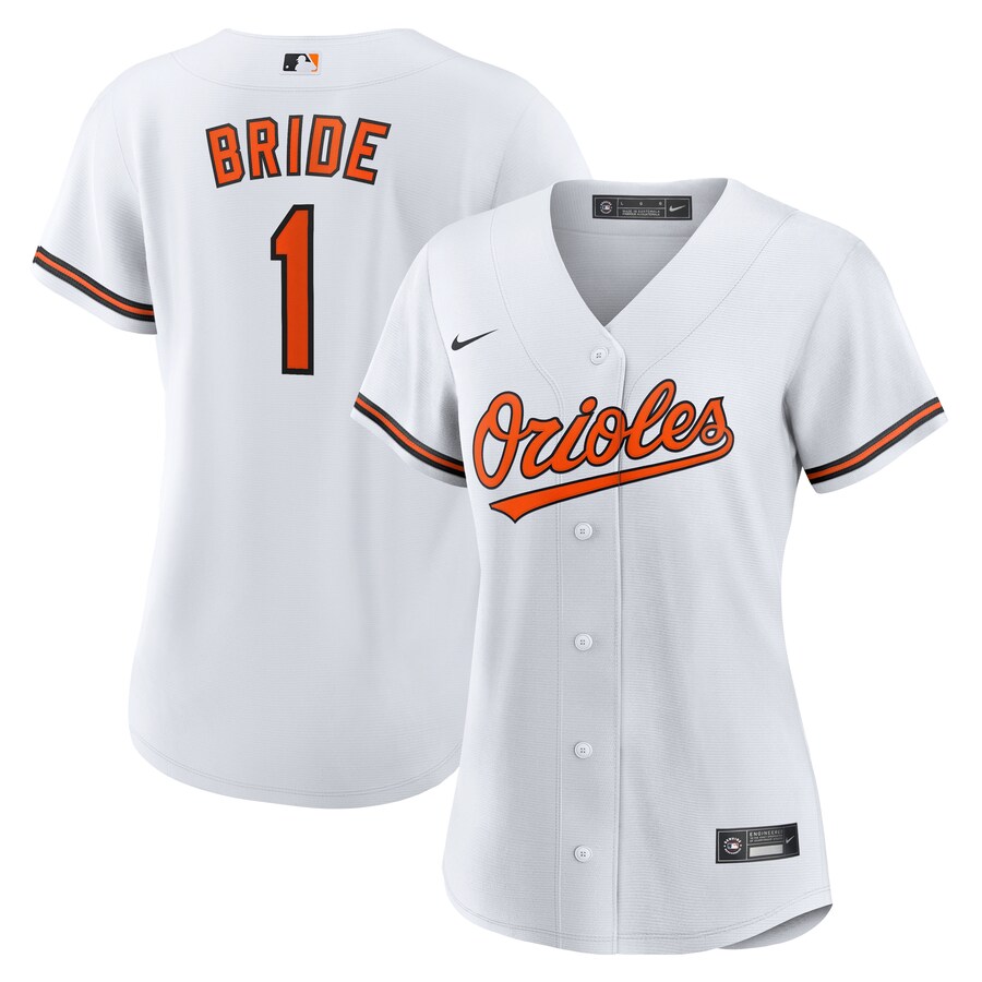 Women's Baltimore Orioles Nike White #1 Bride Home Replica Jersey - Puhuasuan