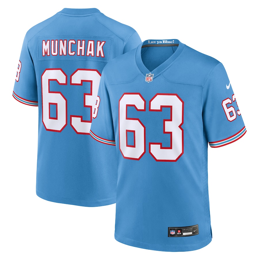 Men's Tennessee Titans Mike Munchak Nike Light Blue Oilers Throwback Retired Player Game Jersey - Puhuasuan