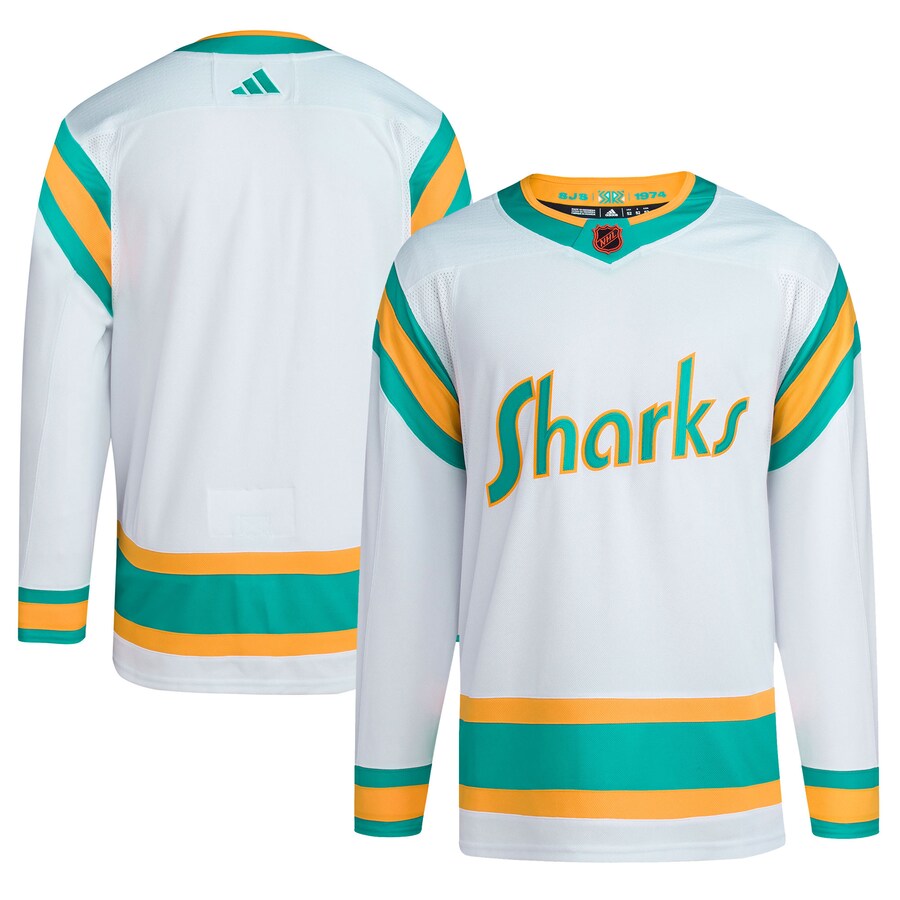 Men's San Jose Sharks adidas White Reverse Retro 2.0 Authentic Blank Jersey - Puhuasuan