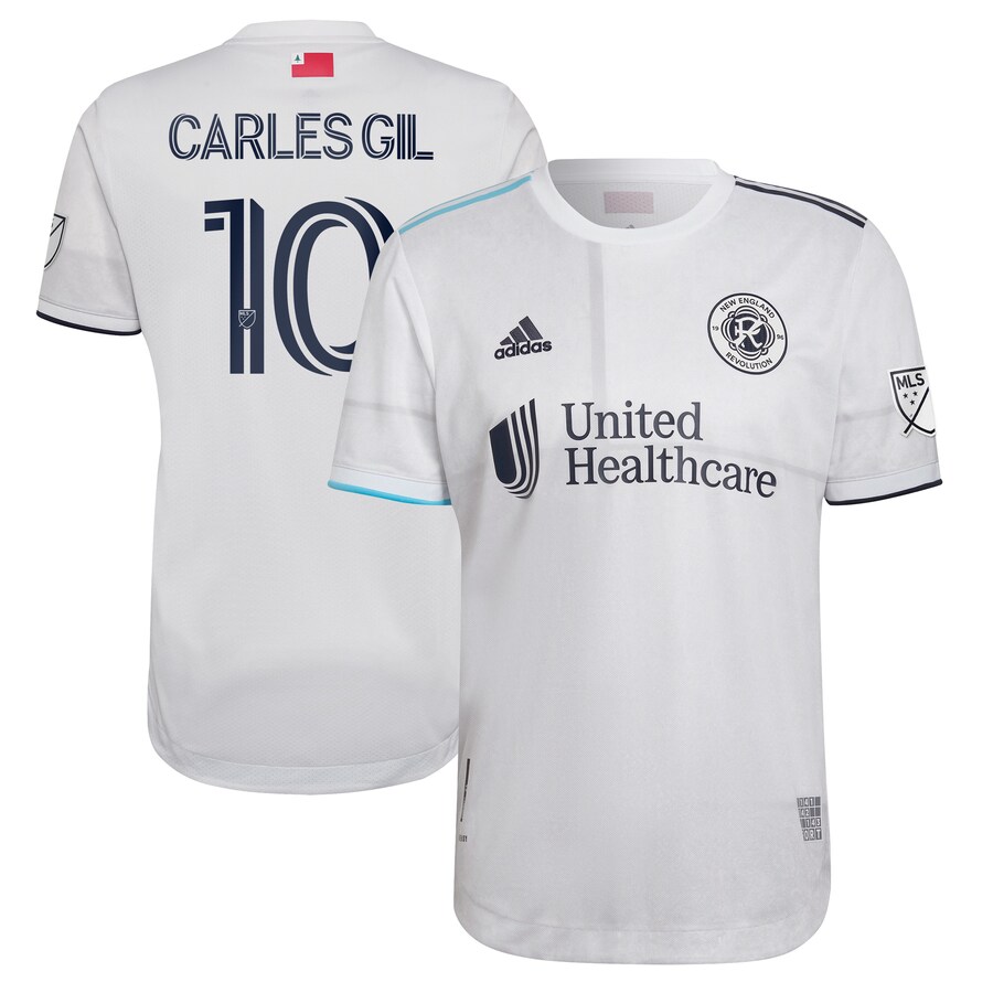 Men's New England Revolution Carles Gil adidas White 2022 Secondary Authentic Player Jersey - Puhuasuan