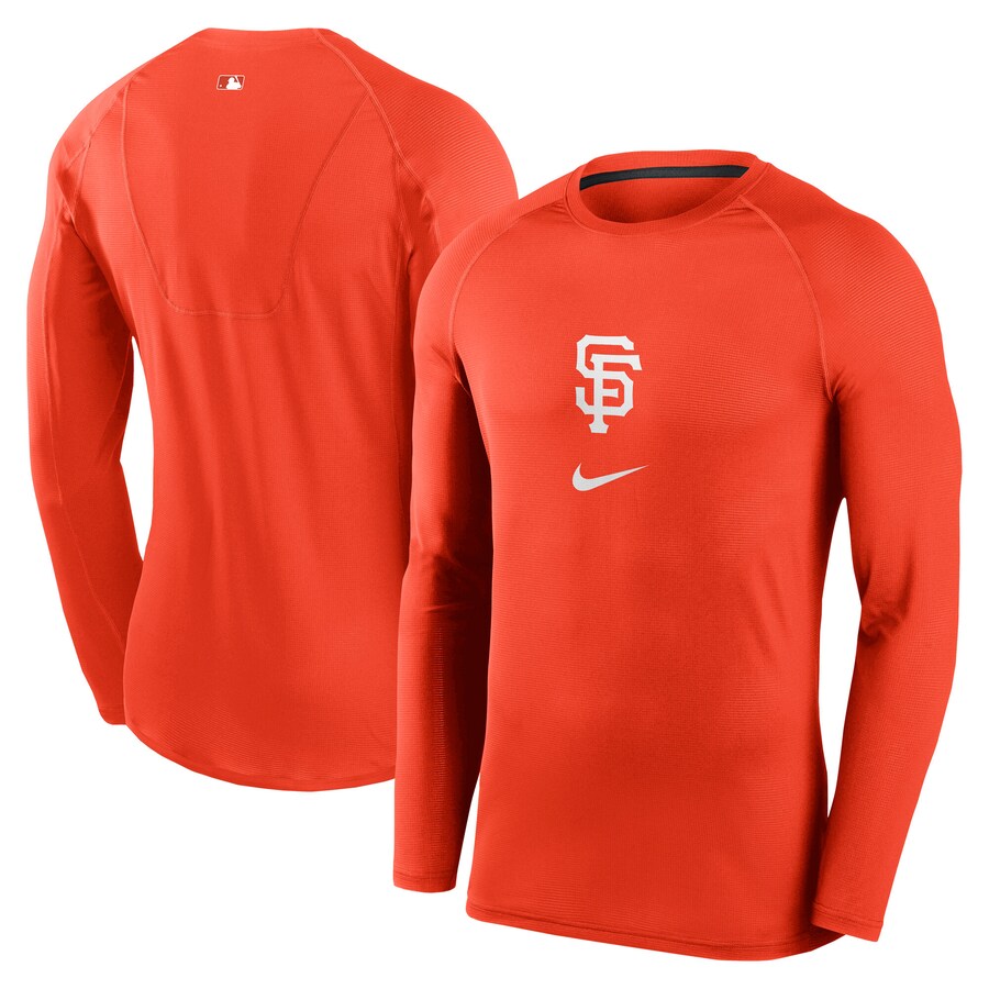 Men's San Francisco Giants Nike Orange City Connect Base Layer Raglan Long Sleeve Performance T-Shirt - Puhuasuan