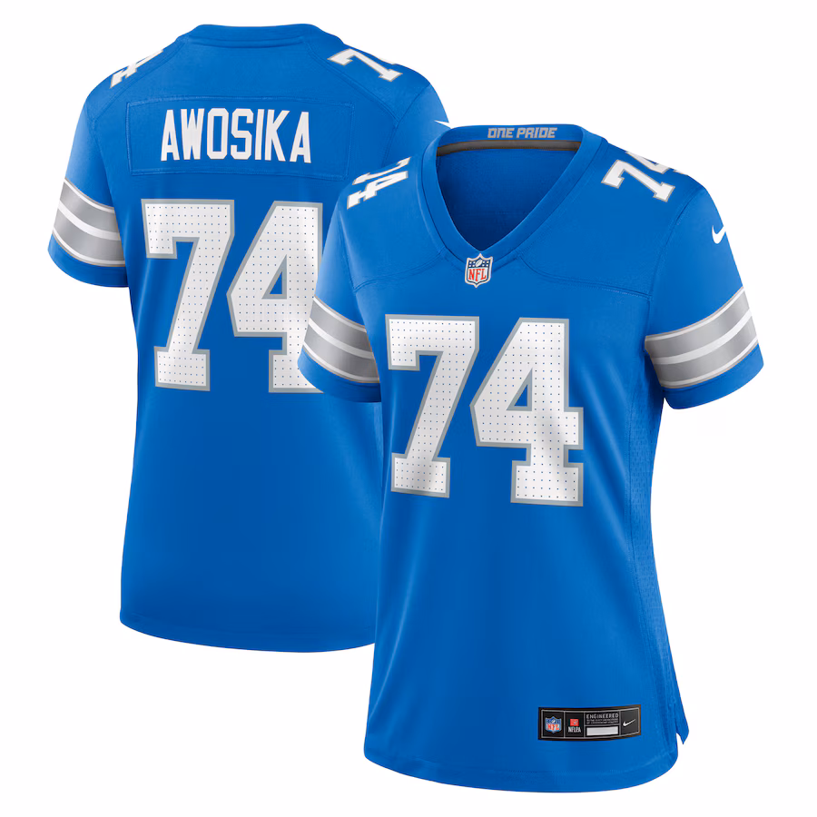 Women's Detroit Lions Kayode Awosika Nike Blue Team Game Jersey - Puhuasuan