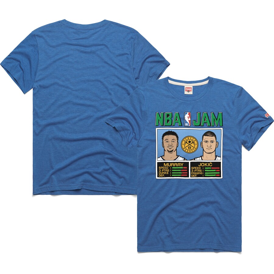 Unisex Denver Nuggets Jamal Murray & Nikola Jokic Homage Blue 2024/25 City Edition NBA Jam Tri-Blend T-Shirt - Puhuasuan