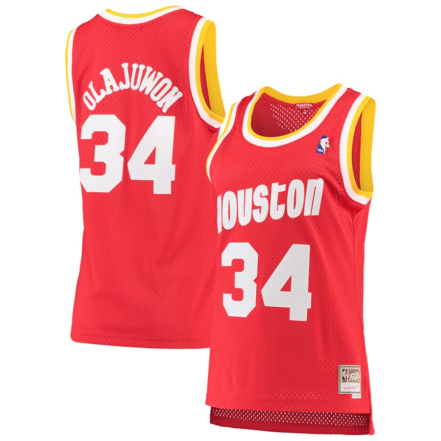 Women's Houston Rockets Hakeem Olajuwon Mitchell & Ness Red 1993/94 Hardwood Classics Swingman Jersey - Puhuasuan