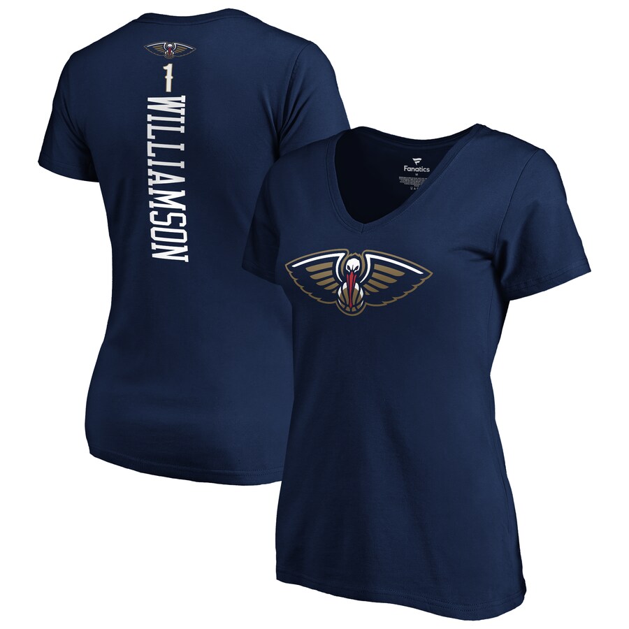 Women's New Orleans Pelicans Zion Williamson Fanatics Navy 2019 NBA Draft Playmaker Name & Number V-Neck T-Shirt - Puhuasuan