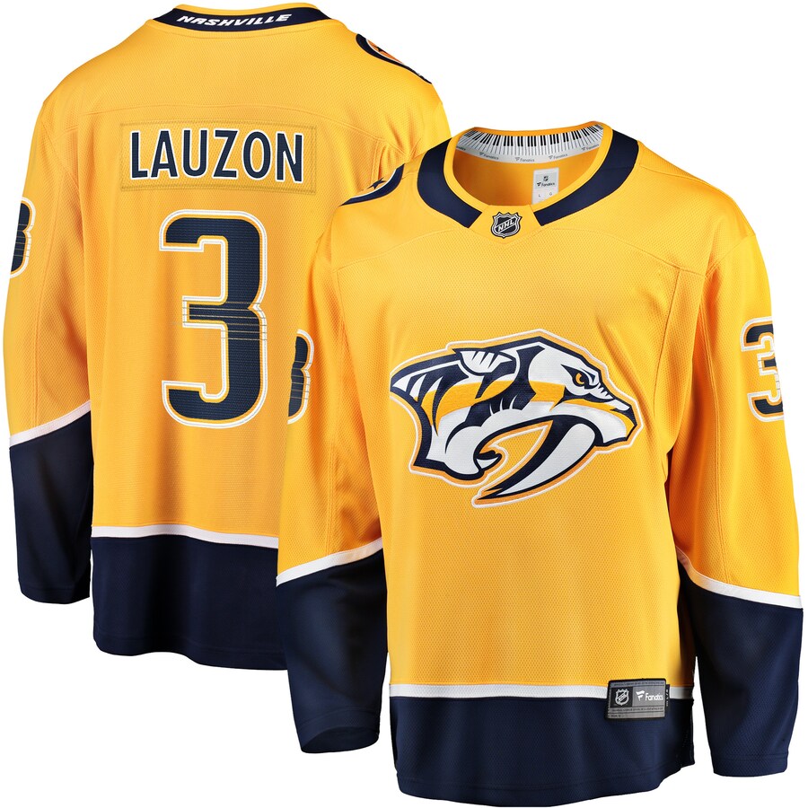 Men's Nashville Predators Jeremy Lauzon Fanatics Branded Gold Home Breakaway Player Jersey - Puhuasuan