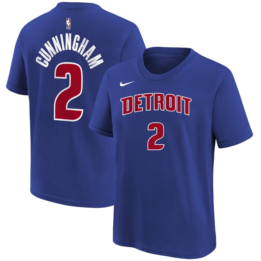 Youth Detroit Pistons Cade Cunningham Blue Icon Name & Number T-Shirt - Puhuasuan