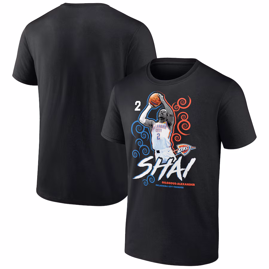 Men's Oklahoma City Thunder Shai Gilgeous-Alexander Black Competitor T-Shirt - Puhuasuan