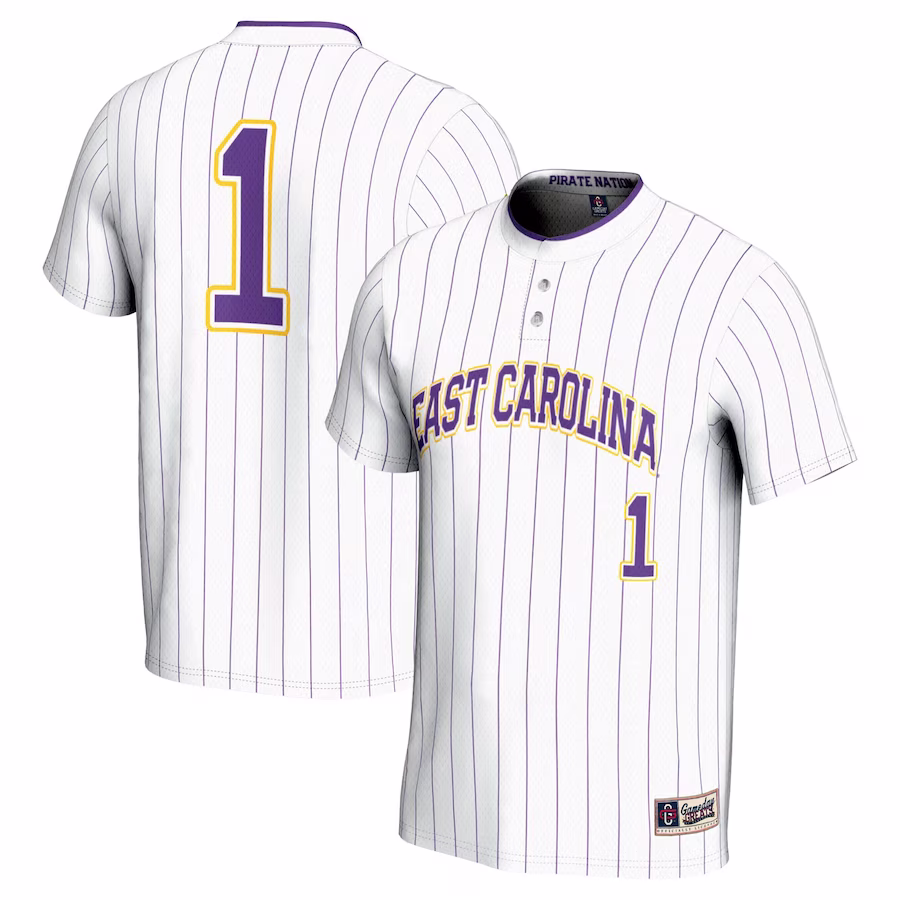 #1 ECU Pirates GameDay Greats Unisex Lightweight Softball Jersey - White - Puhuasuan