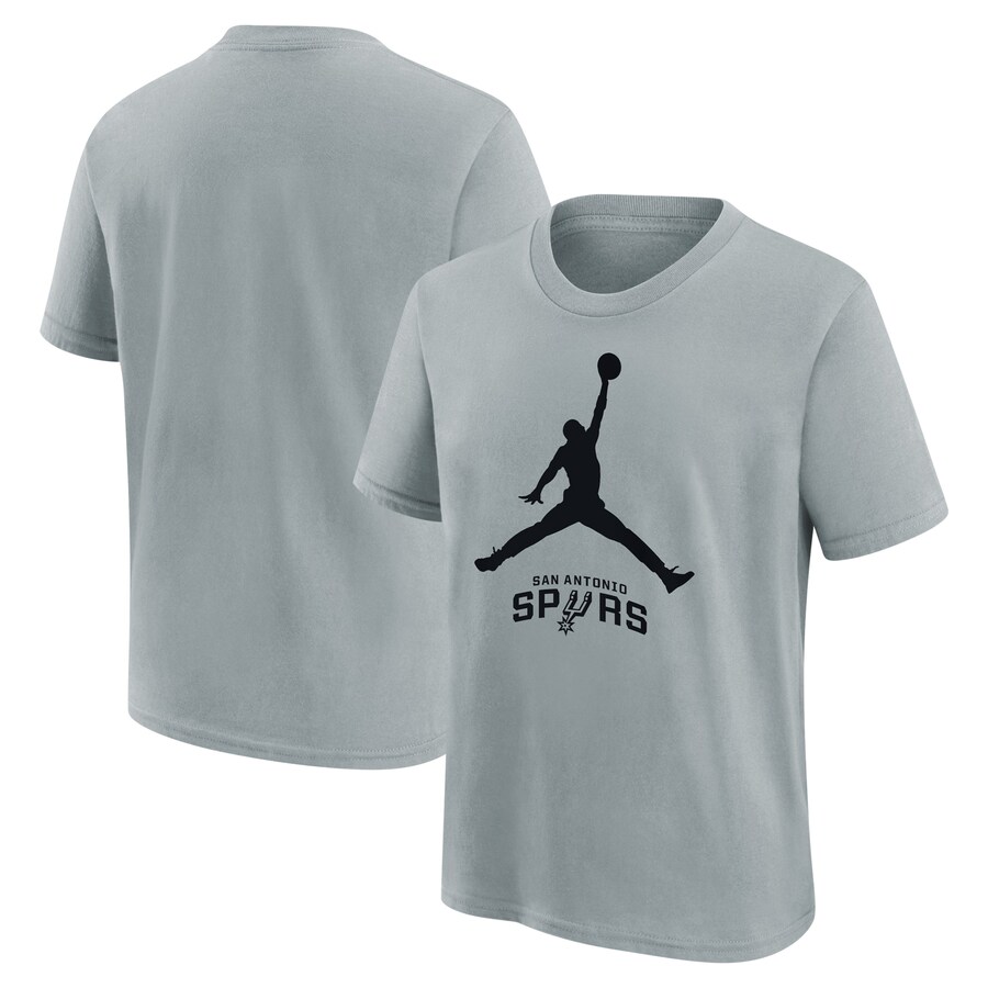 Youth San Antonio Spurs Jordan Brand Silver Essential Jumpman Logo T-Shirt - Puhuasuan