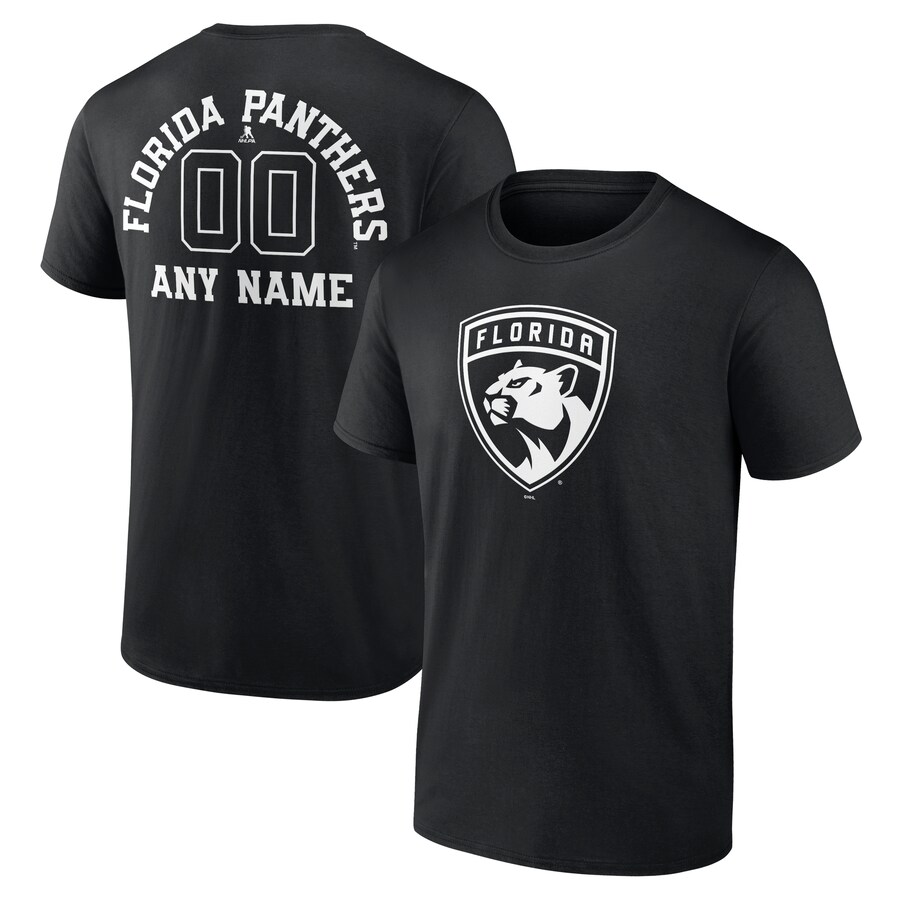 Men's Florida Panthers Black Personalized Name & Number Monochrome T-Shirt - Puhuasuan