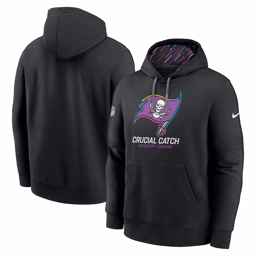 Men's Tampa Bay Buccaneers Nike Black 2024 NFL Crucial Catch Club Pullover Hoodie - Puhuasuan