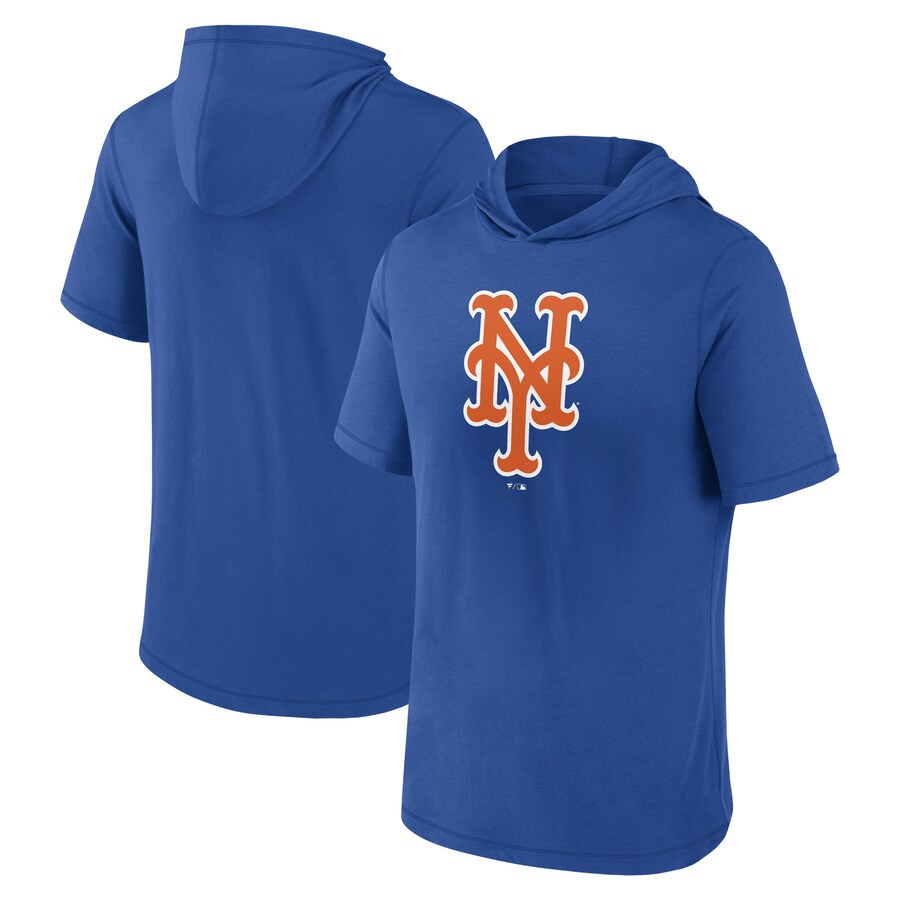 Men's New York Mets Fanatics Royal Short Sleeve Hoodie T-Shirt - Puhuasuan