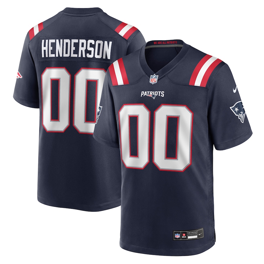 Men's New England Patriots TreVeyon Henderson Nike Navy 2025 NFL Draft Game Jersey - Puhuasuan