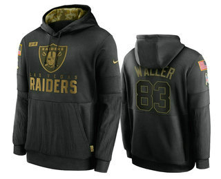 Men's Las Vegas Raiders #83 Darren Waller Black 2020 Salute To Service Sideline Performance Pullover Hoodie - Puhuasuan