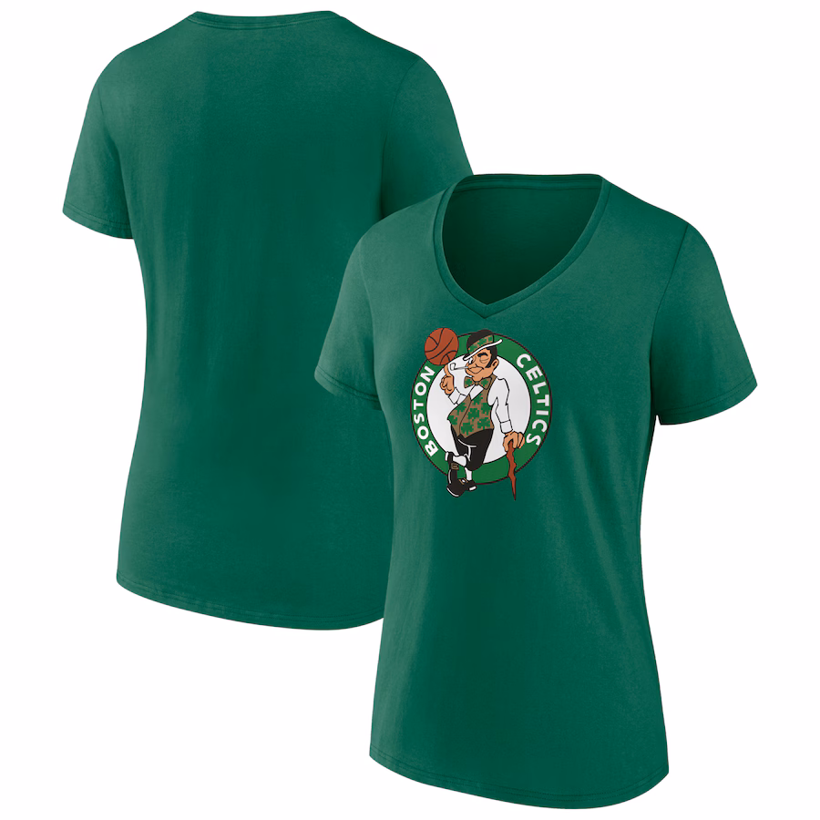Women's Boston Celtics Green Logo V-Neck T-Shirt - Puhuasuan