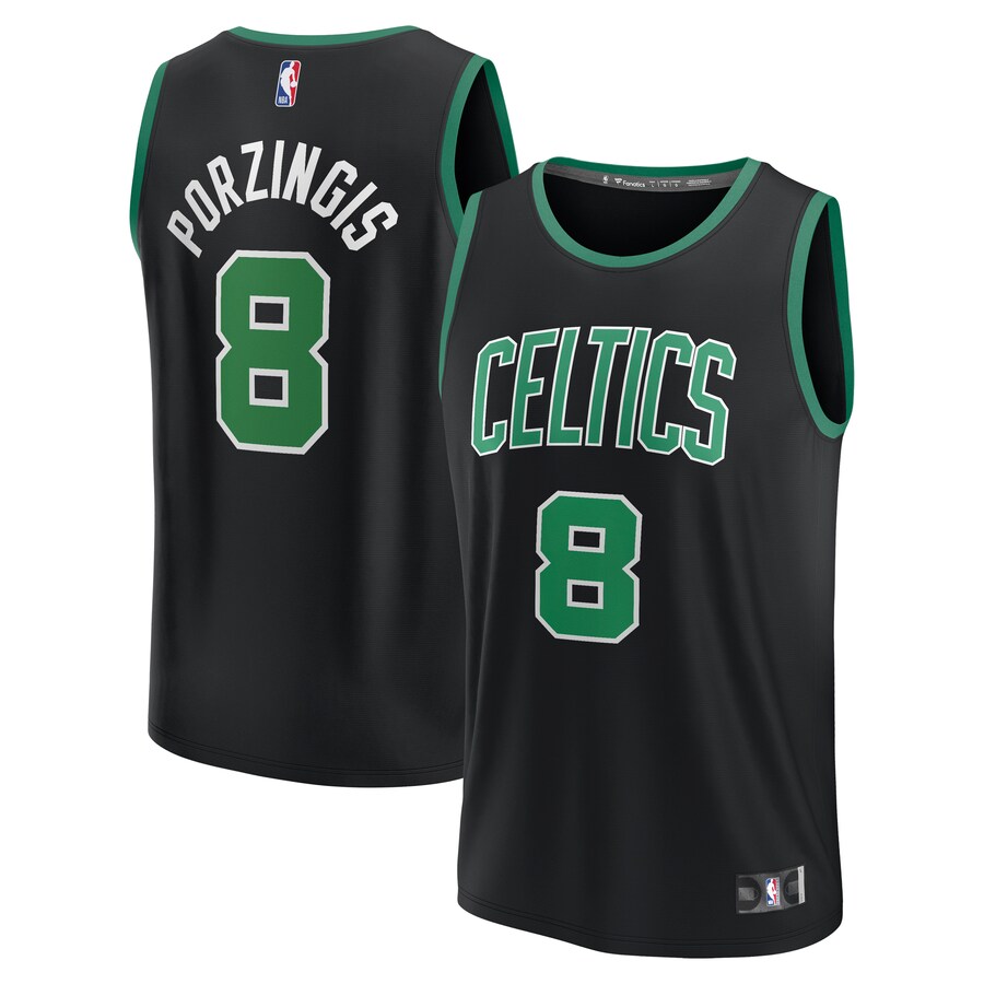 Youth Boston Celtics Kristaps Porzingis Fanatics Black Fast Break Player Jersey - Statement Edition - Puhuasuan