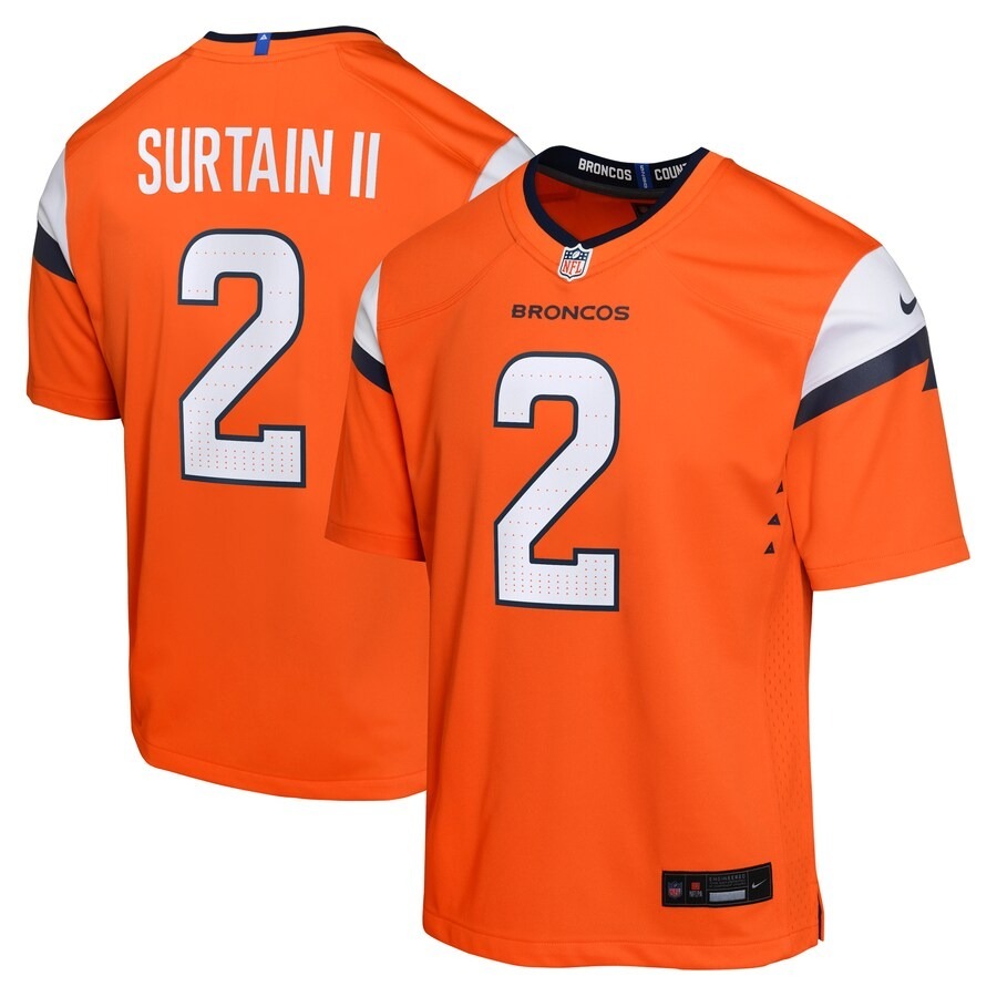 Youth Denver Broncos Patrick Surtain II Nike Orange Mile High Collection Game Jersey - Puhuasuan