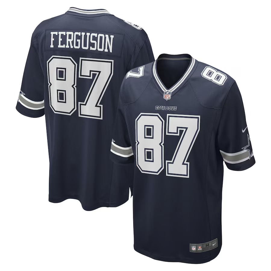 Men's Dallas Cowboys Jake Ferguson Nike Navy Team Game Jersey - Puhuasuan