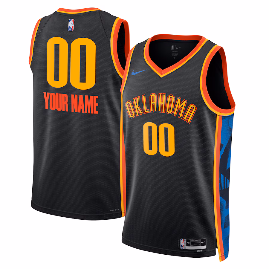 Unisex Oklahoma City Thunder Nike Black 2024/25 Custom Swingman Jersey - City Edition - Puhuasuan