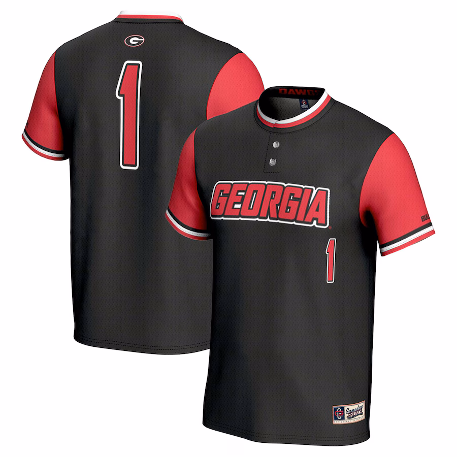 #1 Georgia Bulldogs GameDay Greats Youth Lightweight Softball Jersey - Black - Puhuasuan