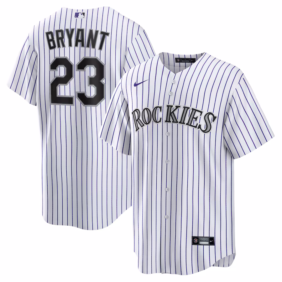 Men's Colorado Rockies Kris Bryant Nike White/Purple Replica Player Jersey - Puhuasuan