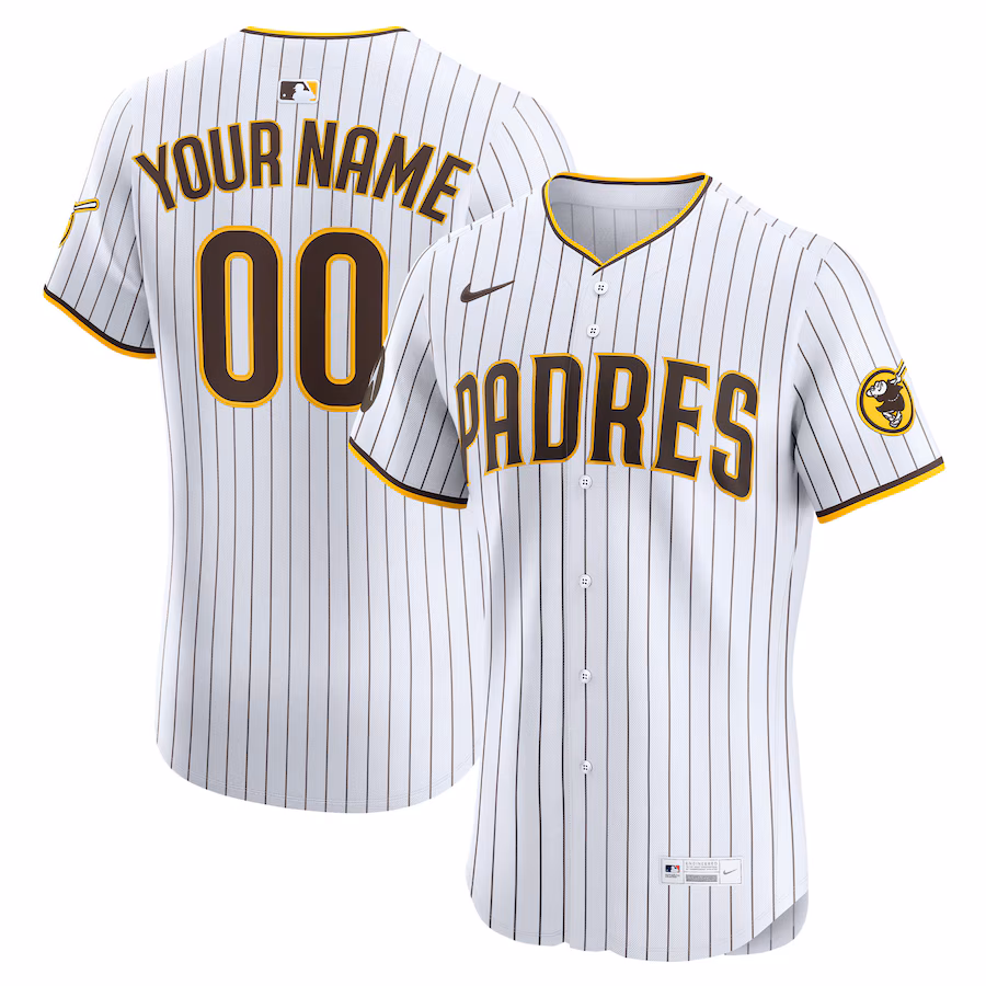 Men's San Diego Padres Nike White Home Elite Sponsor Patch Custom Jersey - Puhuasuan