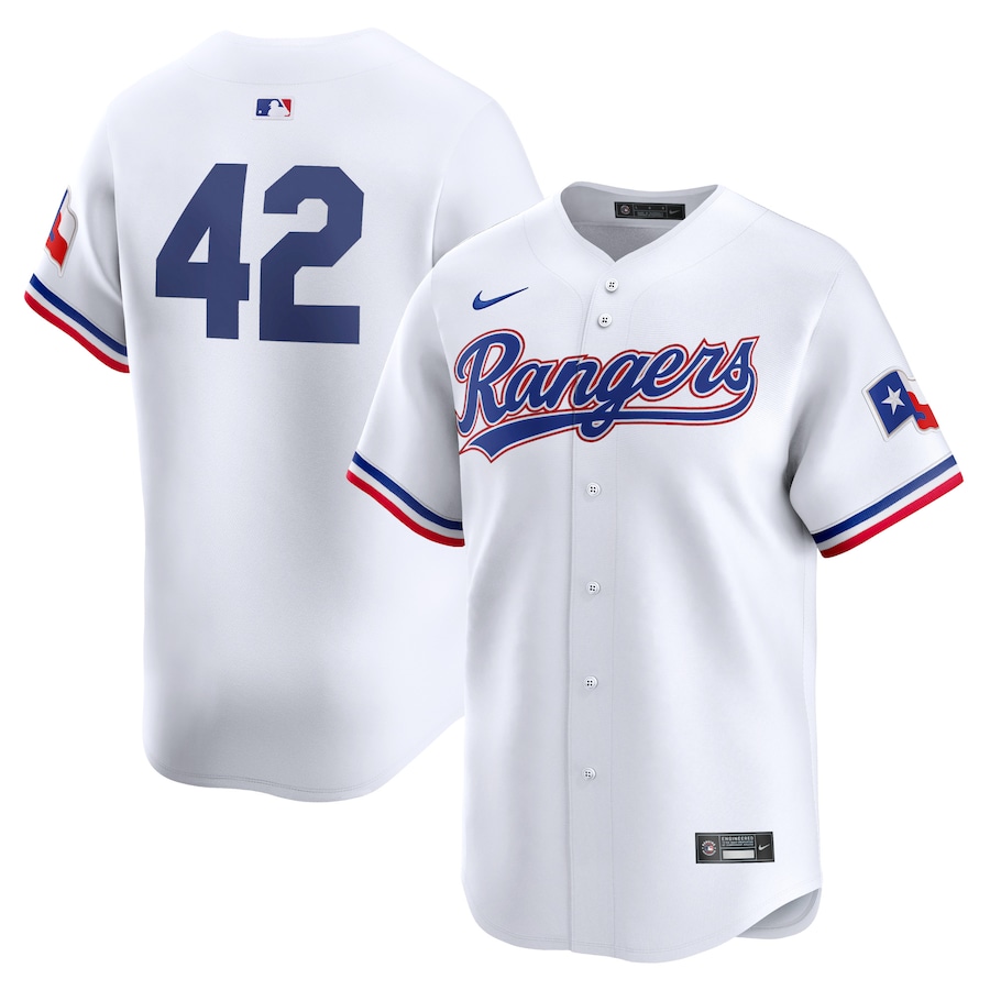 Men's Texas Rangers  Nike White 2024 Jackie Robinson Day Home Limited Jersey - Puhuasuan