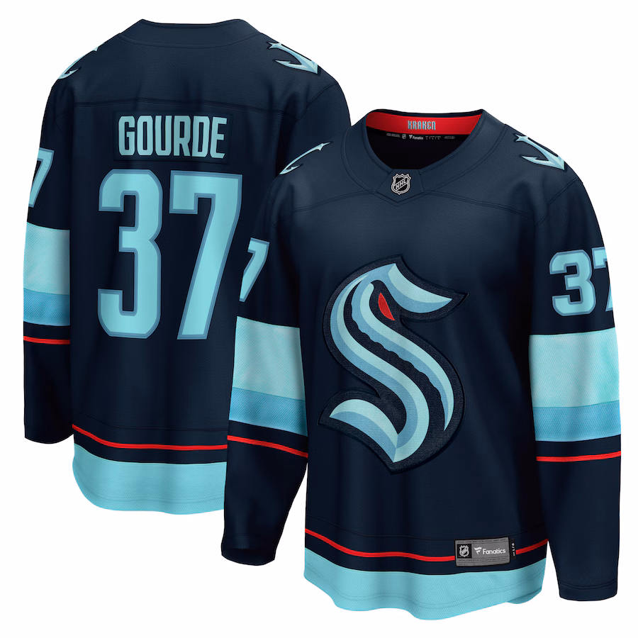 Men's Seattle Kraken Yanni Gourde Fanatics Deep Sea Blue Home Breakaway Player Jersey - Puhuasuan