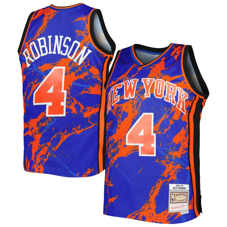 Men's New York Knicks Nate Robinson Mitchell & Ness Blue 2005/06 Hardwood Classics Marble Swingman Jersey - Puhuasuan
