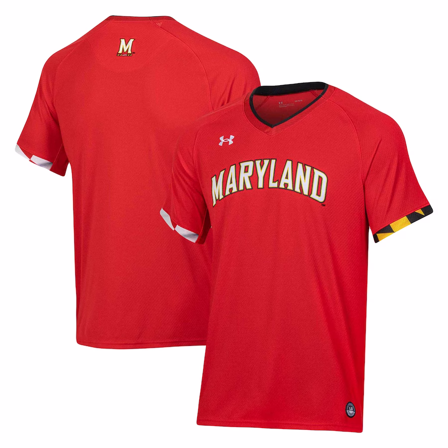 Maryland Terrapins Under Armour Softball V-Neck Jersey - Red - Puhuasuan