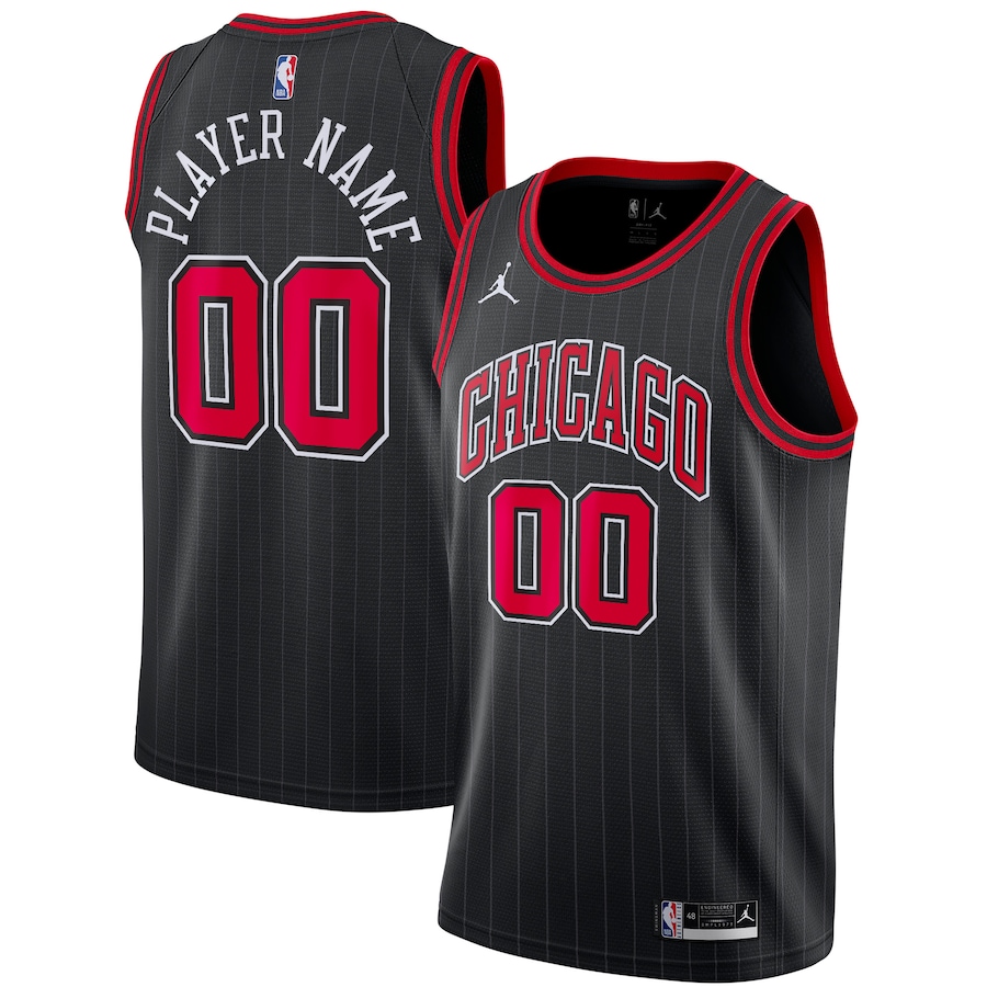 Men's Chicago Bulls Jordan Brand Black Swingman Custom Jersey - Statement Edition - Puhuasuan