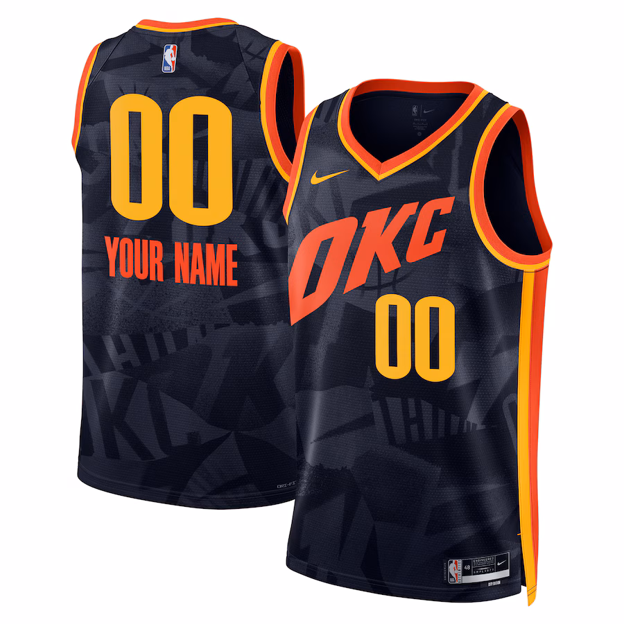 Unisex Oklahoma City Thunder  Nike Navy 2023/24 Custom Swingman Jersey - City Edition - Puhuasuan