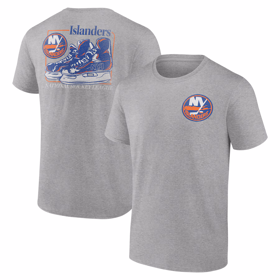 Men's New York Islanders Heather Gray Glory Skates T-Shirt - Puhuasuan