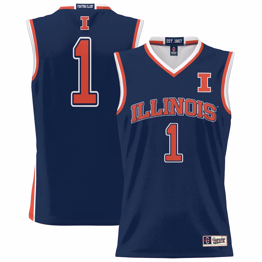 #1 Illinois Fighting Illini GameDay Greats Unisex Lightweight Basketball Jersey - Navy - Puhuasuan