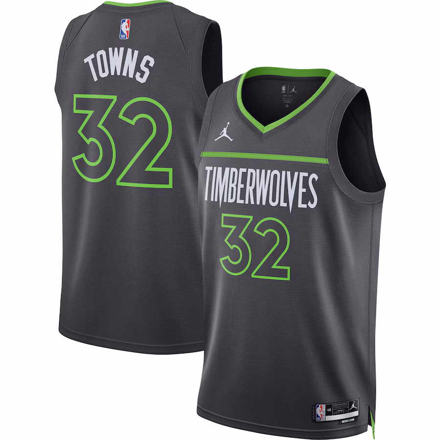 Unisex Minnesota Timberwolves Karl-Anthony Towns Jordan Brand Charcoal Swingman Jersey - Statement Edition - Puhuasuan