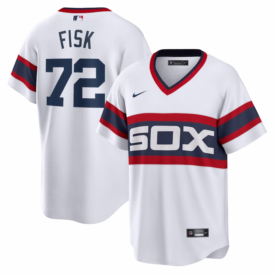 Men's Chicago White Sox Carlton Fisk Nike White Home Cooperstown Collection Team Player Jersey - Puhuasuan