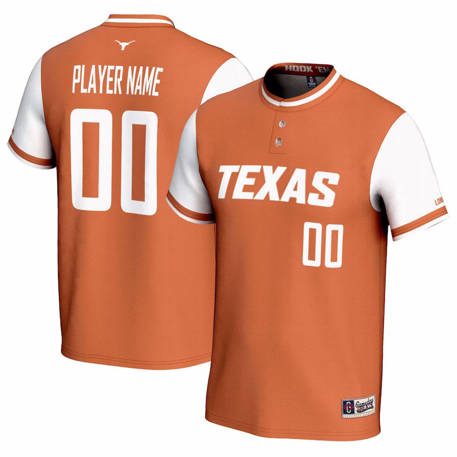 Texas Longhorns GameDay Greats Youth NIL Pick-A-Player Lightweight Softball Jersey - Texas Orange - Puhuasuan