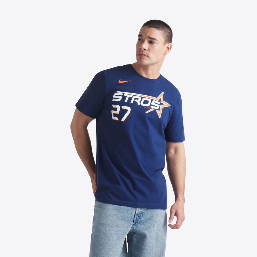 Men's Houston Astros Jose Altuve Nike Navy 2025 City Connect Fuse Name & Number T-Shirt - Puhuasuan